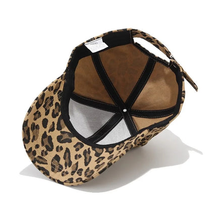 Leopard Print Baseball Caps for Women Men Hip Hop Ponytail Messy Buns Outdoor Sport Hats Accessories