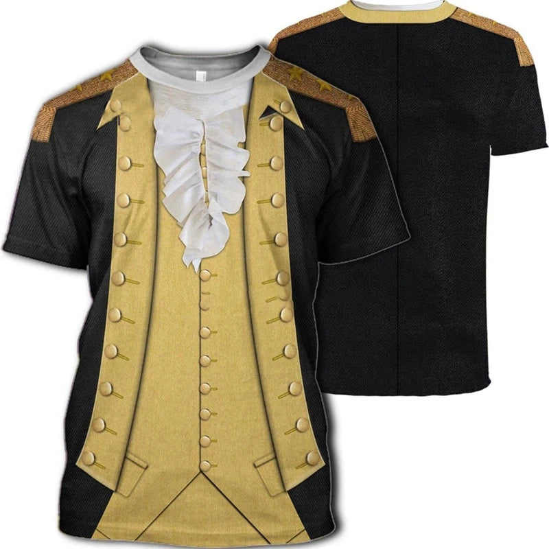 Summer Men's New Fashion Cosplay Navy Captain T Shirt 3D All Over Printed Fashion Unisex Clothing Street Casual Uniform T-shirt