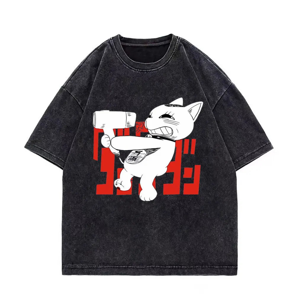 Dandadan Japanese Anime Vintage Washed T-shirt Men Women High Quality Fashion T-shirts Summer Casual Cotton Short Sleeve T Shirt