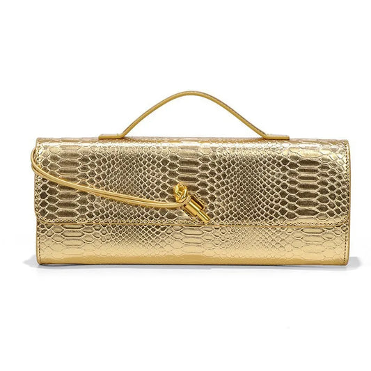 High-End Feeling Women's Trendy Crocodile Pattern Evening Bag Vintage Niche Single Shoulder Slant Cross Bag Motorcycle Equipment