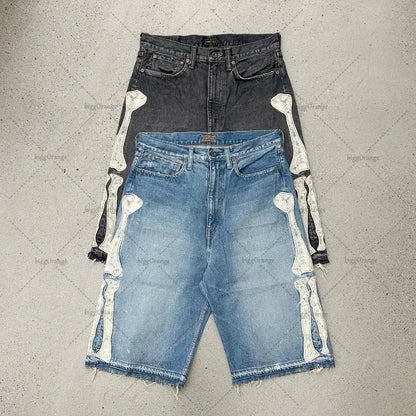 Embroidered Shorts Y2K Streetwear Man Woman Clothing Harajuku Hip Hop Baggy Denim Gym Shorts Gothic Summer Basketball Shorts
