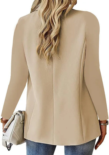 New Women's Fashion Solid Button Suit Coat Lapel Long Sleeve Hatless Casual Coat/Jacket Oversized Work Office Business