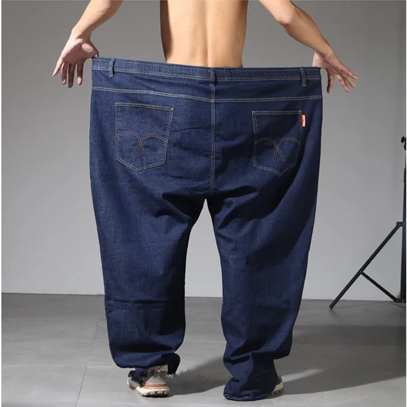 200KG Extra Large Jeans Men Blue 8XL 7XL 6XL 5XL Plus Size Denim Big Straight Elastic Trousers Black Stretched High Waist Pants