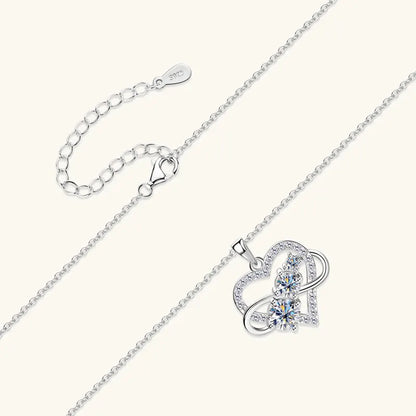 Certified Moissanite Infinite Love Heart Pendant Necklace Real S925 Sterling Silver for Women Fine Jewelry Gifts Cadena