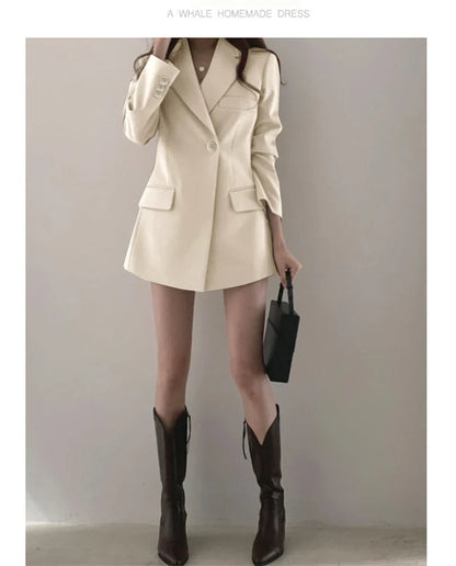 Women Blazer 2025 New Slim Spring Autumn Suit Jackets One Button Long Sleeve Korean Casual Coats Female Blazer Outwear Trend Top