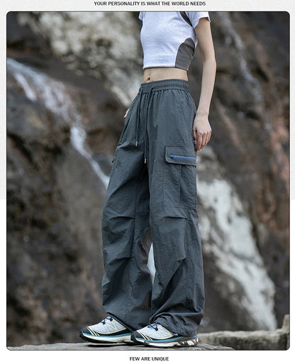 Women Hiking Pants Outdoor Waterproof Zippered Pocket Mountaineering Paratrooper Pants Autumn Breathable Camping Cycling Pants