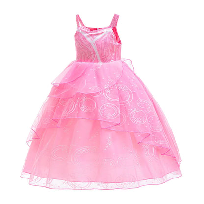 Kids Fairy Glinda Costume Wicked Wizard of Ozland Halloween Girl Cosplay Charming Glinda Kind Witch of North Pink Princess Dress
