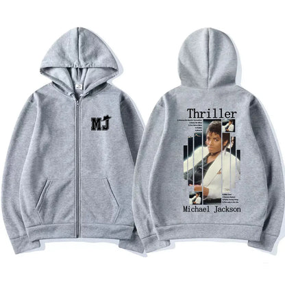 Michael Jackson Thriller Album Graphic Zipper Hoodie Men Women Retro Gothic Rock Zip Up Jacket Men's Oversized Zip Up Hoodies