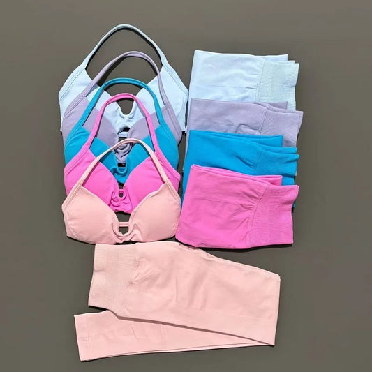 2 Piece Yoga Clothes Women Tracksuit Athletic Wear Pilates Fitness Suit Gym Workout Push Up Clothes Sports Bra Leggings Suit