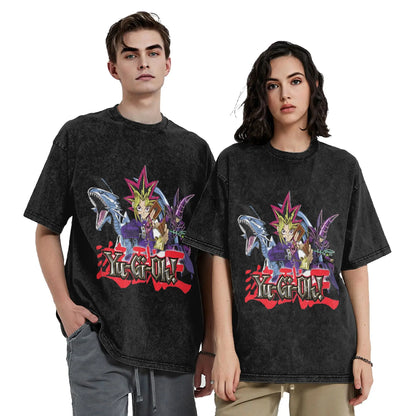 Anime Yu Gi Oh Slifer the Sky Dragon T-Shirt Men O Neck Cotton Washed T Shirts  Short Sleeve Tees Gift Tops Summer Tshirt
