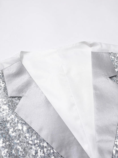 2026 New Black Men's Shiny Sequin Suit Collar Sleeveless Vest, Wedding/Party/Stage Performance, Gold or Silver Optional