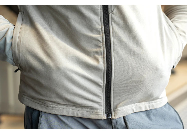 Quick Drying Clothes Men Autumn Sports T-shirt Stand Neck Loose Long Sleeved Outdoor Running Tracksuit Breathable Half Zip Top