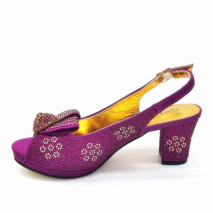 2024 Italian Design Girly Style Golden Color Wedding Shoes And Bag Full Diamond Decoration Metal Closure Bags