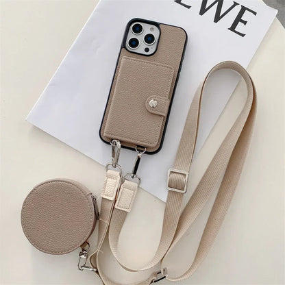 Crossbody Wallet Card Slot Coin Purse for IPhone 17 Air 16 15 Plus 14 13 12 11 Pro Max Leather Protective Phone Case Cover