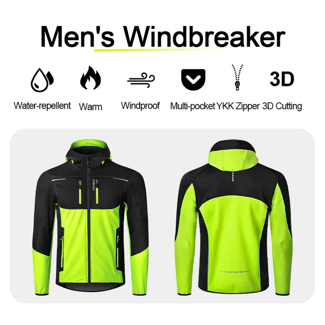 Winter Cycling Jackets Man Warm Thermal Windbreaker for Men Hooded MTB Bike Jackets for Riding Windproof Bicycle Clothing