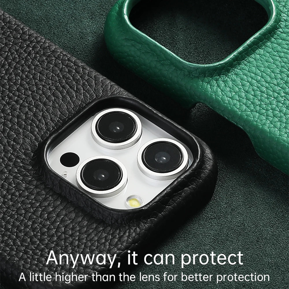Natural Cowhide Leather for Magsafe Case for iPhone 16 15 Pro Max Promax 15Pro 16Pro Luxury Magnetic Phone Back Cover