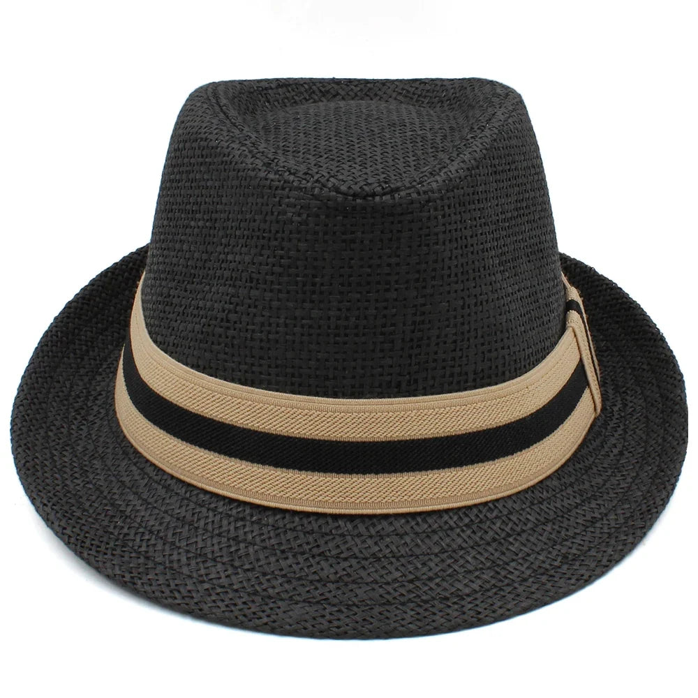2 Sizes Parent-child Men Women Kids Boy Straw Fedora Hats Summer Trilby Sunhat Classical Jazz Caps Sombrero Beach Outdoor Travel