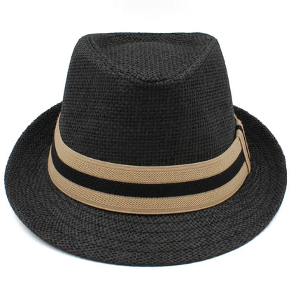 2 Sizes Parent-child Men Women Kids Boy Straw Fedora Hats Summer Trilby Sunhat Classical Jazz Caps Sombrero Beach Outdoor Travel