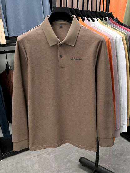 High end brand Polo shirt long sleeved fashionable printed men's top spring 100% cotton skin friendly comfortable casual T-shirt