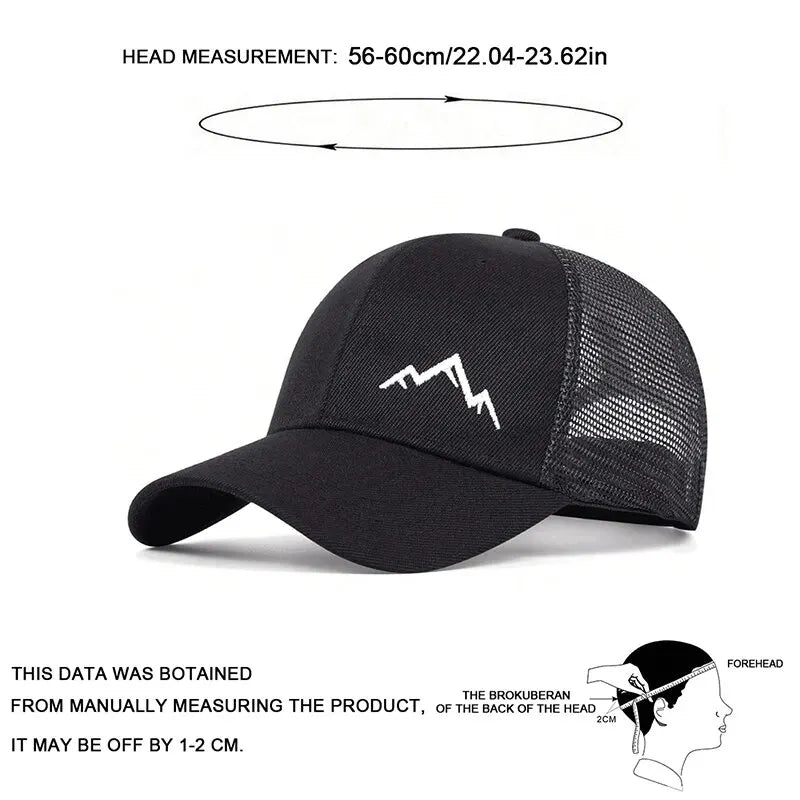 Unisex Mountain Range Embroidery Baseball Net Caps Spring and Summer Outdoor Adjustable Casual Hats Sunscreen Hat