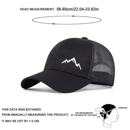 Unisex Mountain Range Embroidery Baseball Net Caps Spring and Summer Outdoor Adjustable Casual Hats Sunscreen Hat
