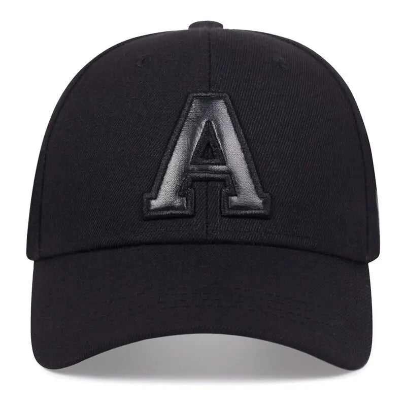 Unisex A Letter Leather Label Embroidery Snapback Baseball Caps Spring and Autumn Outdoor Adjustable Casual Hats Sunscreen Hat