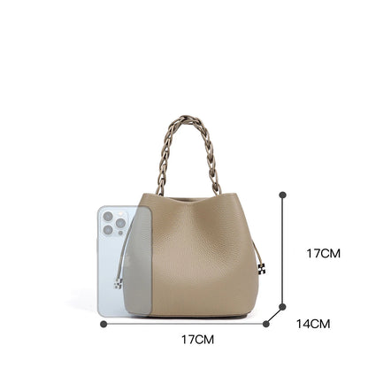 2026 New Genuine Leather Bucket Bag Summer Crossbody Shoulder Women's Tote Versatile Hobo  Handbag Spacious Casual Fashion