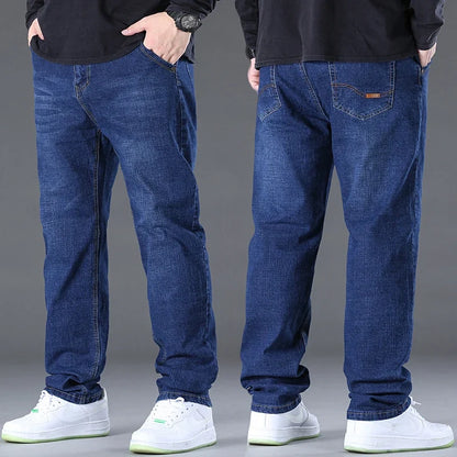 Men's Jeans Pants Big Size 50 High Stretch Denim Fabric Large Size Pants for 45-150kg Jeans Hombre Wide Leg Jeans Pantalon Homme