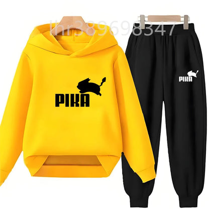 Children's Suit Hoodies Top+Bottom Girls Pink Boy Black Age 3-12 Coat Casual Toddler Sweatshirt Little White Rabbit Clothing