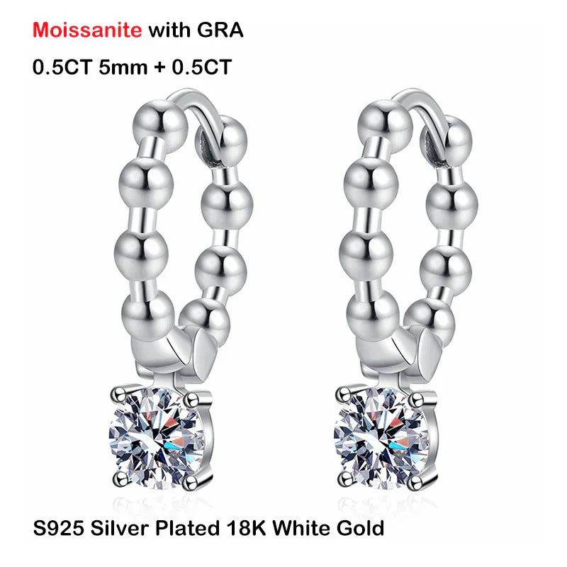 Real 0.5CT 5mm D Color Moissanite Drop Earrings for Women S925 Silver Plated PT950 Pass Diamond Test Earring Fine Jewelry