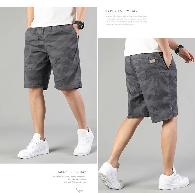 Men's Sweat Shorts Relaxed Fit Mens Cargo Shorts Casual Camo Shorts Drawstring Cotton Shorts Stretch Elastic Waist