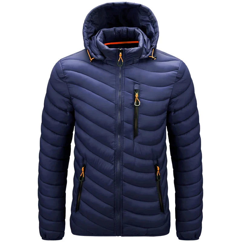 Mens Lightweight Outdoor Puffer Jacket Hooded Insulated Thermal Puffy Winter Heated Running Travle Casual Cotton Outdoor Coat