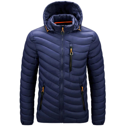 Mens Lightweight Outdoor Puffer Jacket Hooded Insulated Thermal Puffy Winter Heated Running Travle Casual Cotton Outdoor Coat