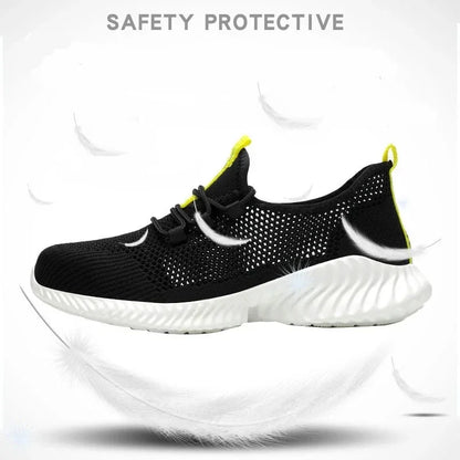 Work Boots Breathable Safety Shoes Men's Lightweight Summer Anti-Smashing Piercing Work Sandals Single Mesh Steel Toe Sneaker