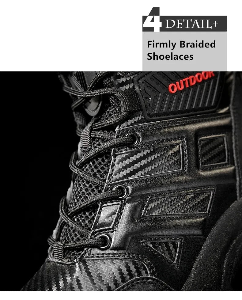 High Quality Men's Brand High-Top Leather Boots Breathable Desert Combat Men's Boots Outdoor Shoes Non-slip Hiking Ankle Boots