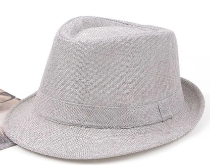 Summer Fedoras for Men Middle old aged Cap Linen Panama Solid  Jazz Hat Cowboy  Men's Women's  British Party Sun Hat