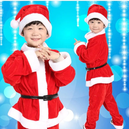 New Year Children Christmas Clothes Santa Claus Red Outfits Cosplay Costume Set Warm Classic Xmas Suit Wear Boys Girls Toddler