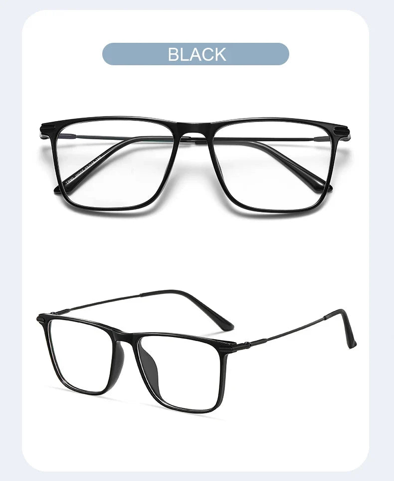 Titanium Classic Men's Square Frames Anti-blue Light Reading Glasses Myopia Can Be Customized Prescription Glasses 007