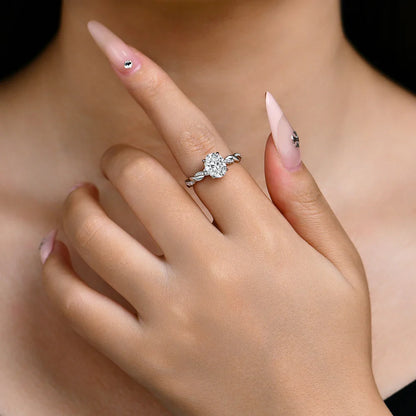New 2CT Oval Cut Moissanite Ring S925 Silver 18K Gold Plated Cross Solitaire Rings for Women Engagement Wedding Jewelry