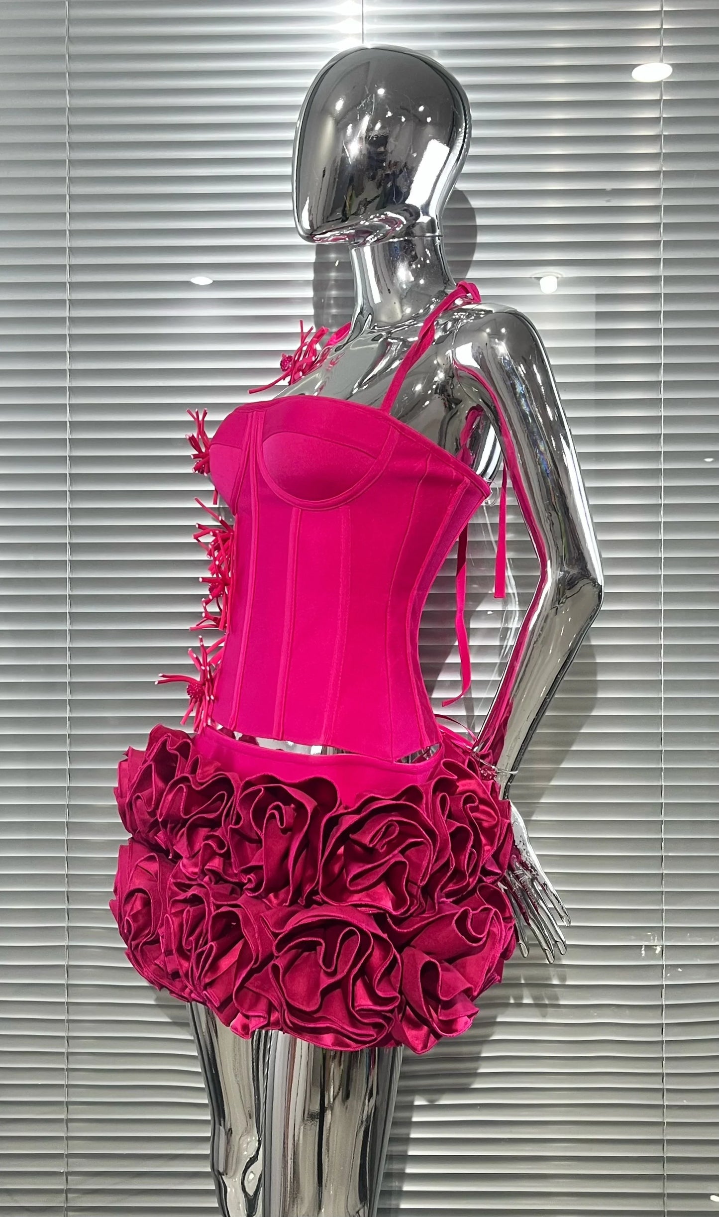 Black Red Color Women Sexy Strapless Laced-up Tops Florlas Bodycon Mini Skirt Set Celebrate Birthday Party Cocktail Dress