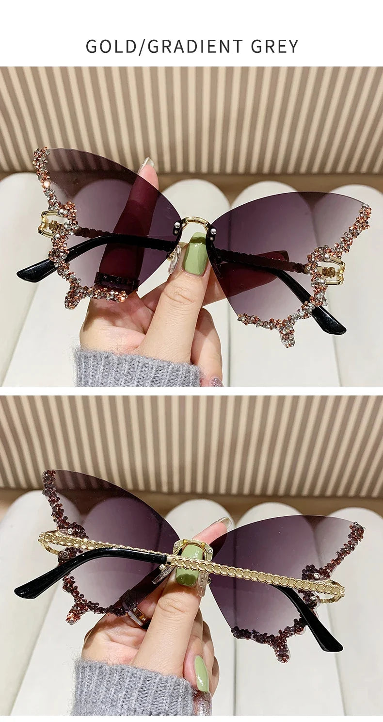 Cycling New Y2K Style Women Fashion Sunglasses Oversize Butterfly Shape Diamond Edge Design Sun Glasses Street Party Glasses