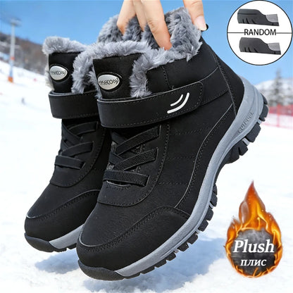 Snow Boots for Men Casual Winter Shoes Platform Non-slip Warm Fur Ankle Boots Plush Combat Outdoor Hiking Motorcycle Boots 2025