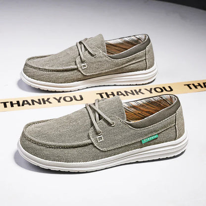 Men's Canvas Shoes Retro Loafers Lightweight Flats Leisure Footwear Male Summer Moccasin Men Casual Business Shoe