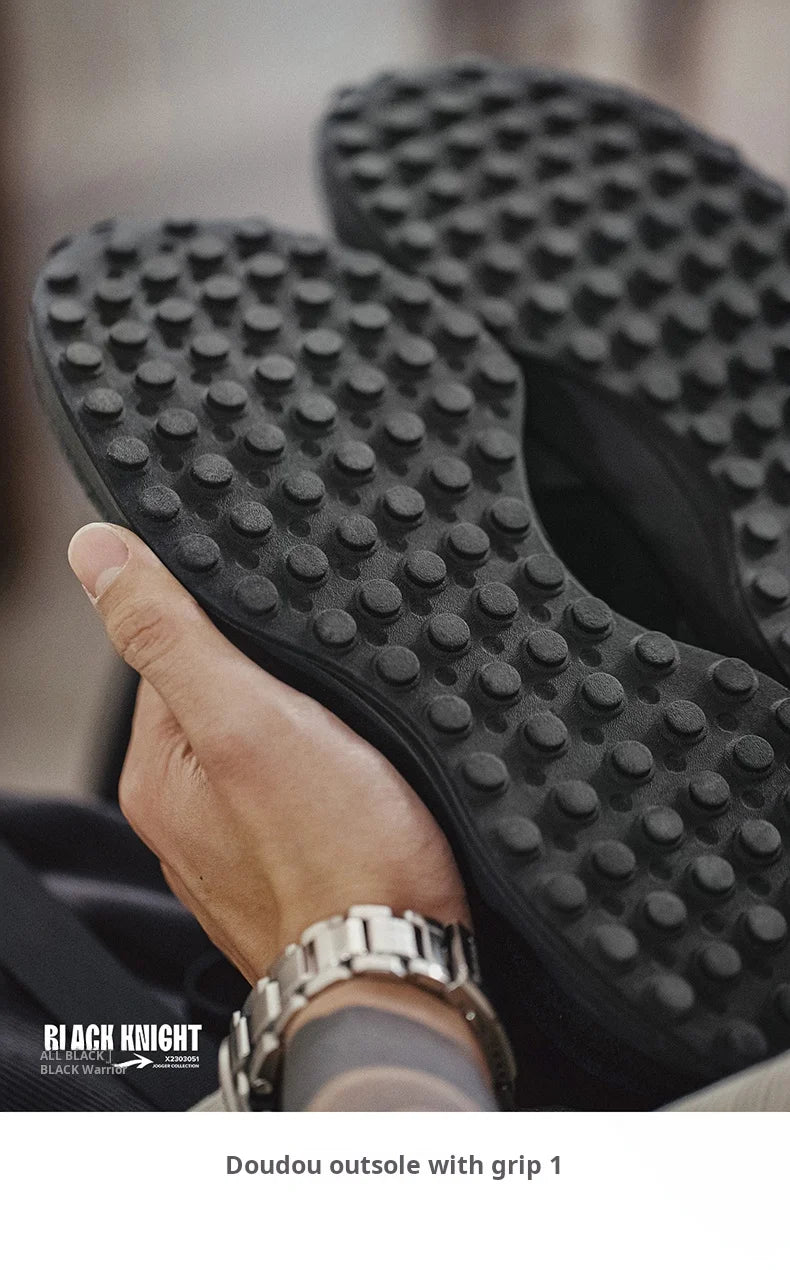 Spring Vintage Thick-soled Patchwork Black Sneakers Casual Breathable Jogging Shoes Low-top Lace-up Sporty Summer Shoes