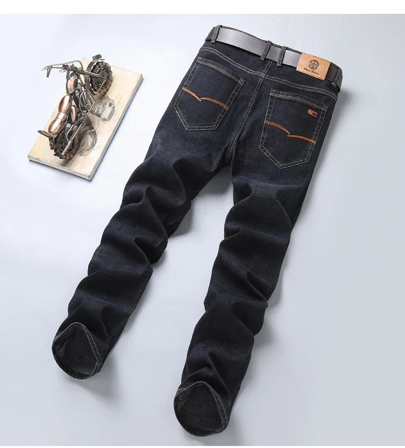Brand 2026 New Men's Slim Elastic Jeans Fashion Business Classic Style  Denim Pants Trousers Male