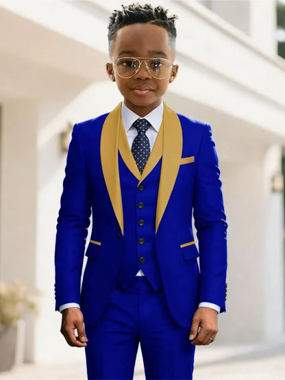 New Kids Suit Set 3 Pieces Wedding Ring Bearer Outfit Boys Handsome Shawl Lapel Tuxedo For Piano Peformance 2-20T