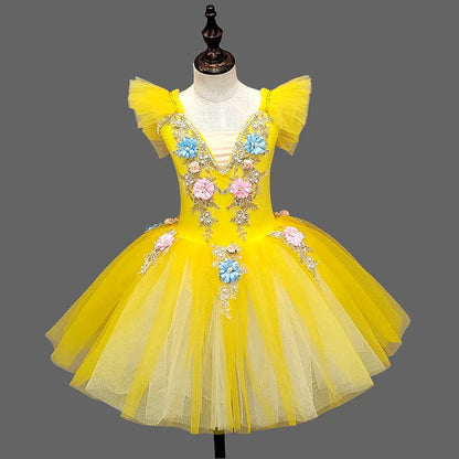 Children's Ballet Skirt Dance Girls Dress Tutu Performance Costume Flower Princess Ballet Girl Clothing Vestidos Kids Ballerine