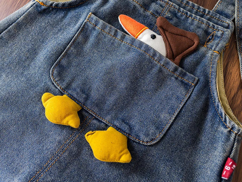 Children Clothing Baby Boys Girls Cartoon Duck T Shirt Denim Overalls 2Pcs/sets Kids Infant Casual Clothes Toddler Fashion Wear