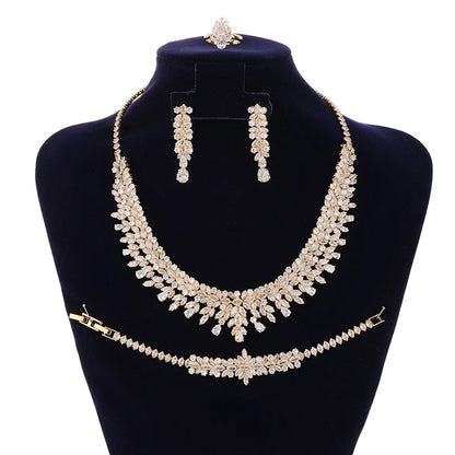 Jewelry Sets Bridal Zirconia For Women Party Luxury Necklace Bracelet Earringa Rings Wedding BN8132 Birthday Gift