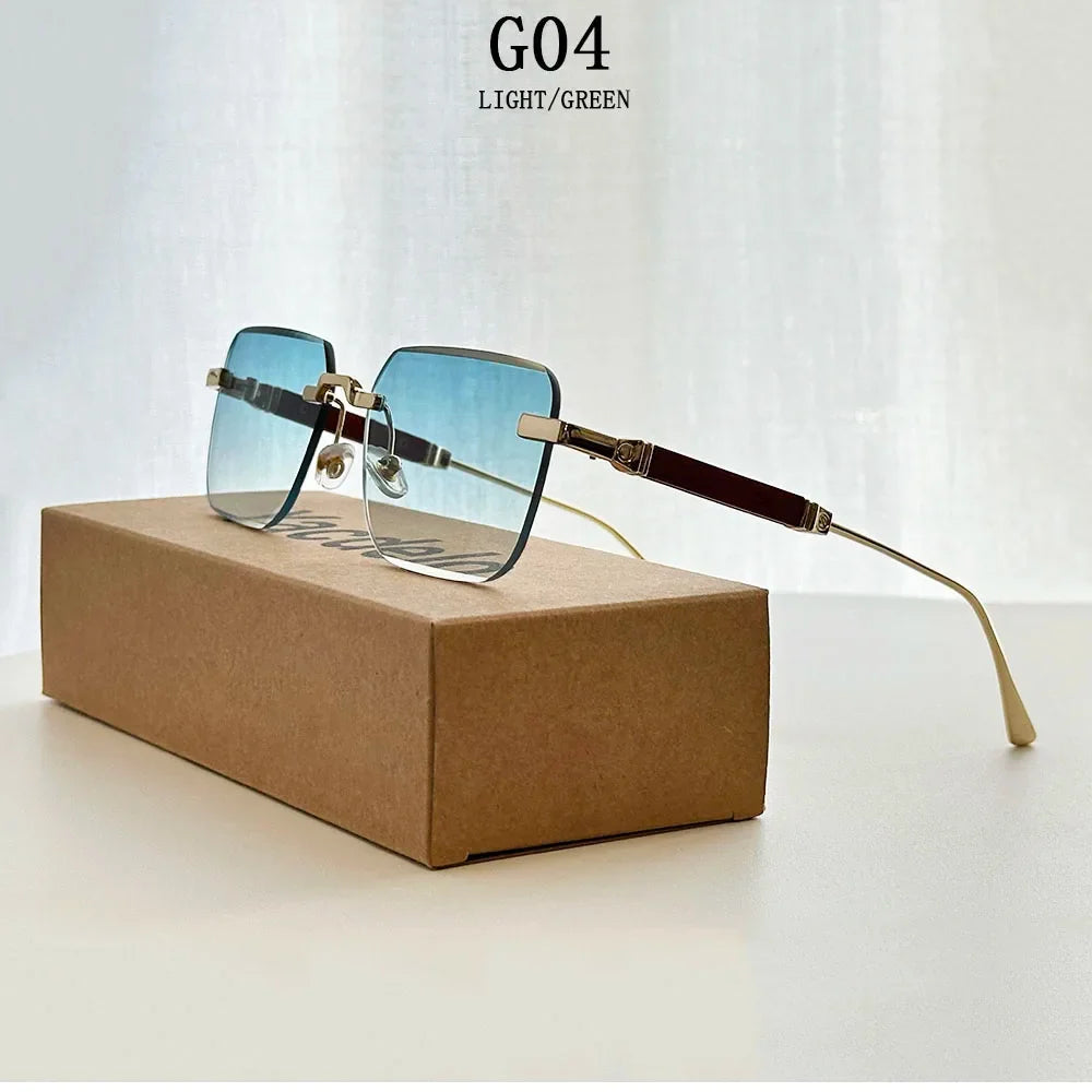 Rimless Sunglass Men Vintage 2025 Fashion Glasses Square Sunglasses Women Trendy And Fashionable Gafas De Sol Hombre Zonnebril